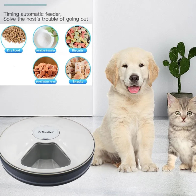 Automatischer Futterspender mit Timer & Musik-Erinnerung – 6 Mahlzeiten für Hund & Katze